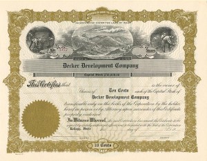 Decker Development Co. - Stock Certificate